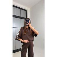 Kadın Yarasa Kol Yanları şerit Detay Modal Kumaş Ikili Takım