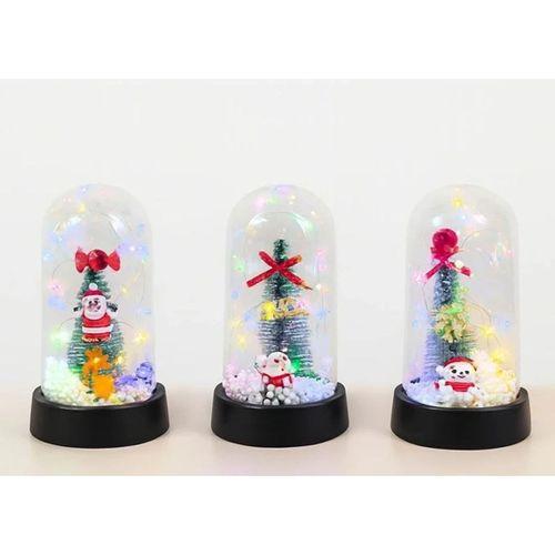 Yılbaşı Temalı Işıklı  Dekoratif Cam Fanus Alk5076