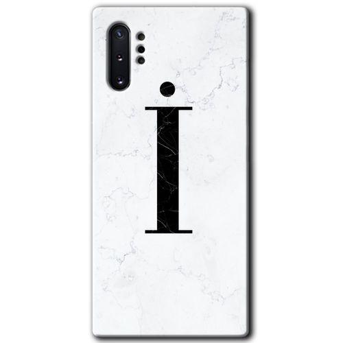 Potkal Hediye Fabrikası Samsung Galaxy Note 10 Plus Kılıf HD Desen Baskılı Arka Kapak - Beyaz Mermer Desenli İ Harfi