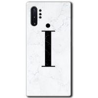 Potkal Hediye Fabrikası Samsung Galaxy Note 10 Plus Kılıf HD Desen Baskılı Arka Kapak - Beyaz Mermer Desenli İ Harfi