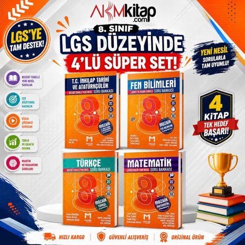 Mozaik 8.Sınıf Türkçe Matematik Fen ve İnkılap Tarihi Soru Bankası Seti 4 Kitap