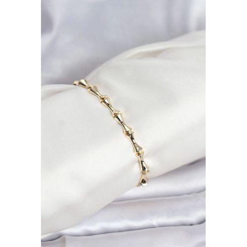 Pirinç Gold Renk VIP Seri Kemik Model Zirkon Taşlı Kadın Bileklik