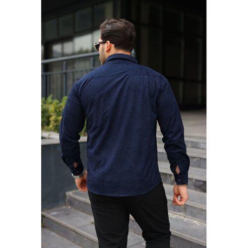 Erkek Uzun Kollu Cepli Kadife Gömlek