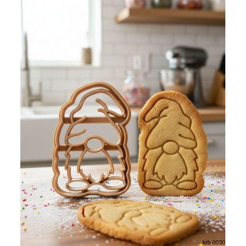 Mini Uzun Şapkalı Noel Cücesi Kurabiye Kalıbı – Küçük Boy Gnome Figürlü, Çift Parça Hamur Kesici, Şeker Hamuru ve Oyun Hamuru İçin