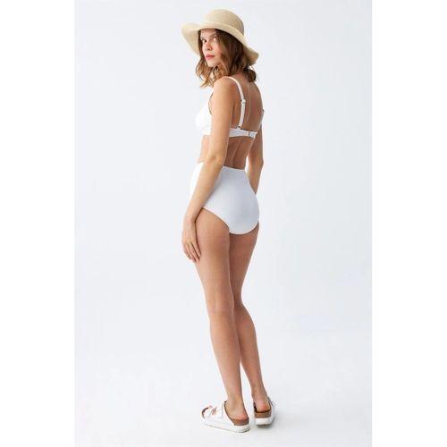 Kadın Basic Beyaz Pedli Yüksek Bel Bikini Takımı