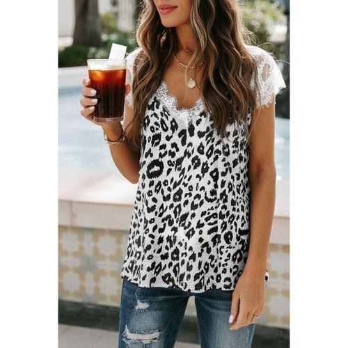 Kadın Kısa Kollu V Yakalı Dantelli Süprem Bluz