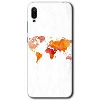 Potkal Hediye Fabrikası Huawei Y6 2019 Kılıf HD Desen Baskılı Arka Kapak - Dünya Haritası