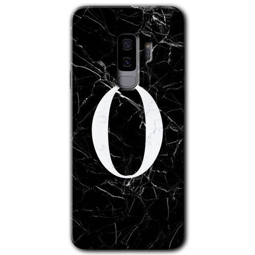 Potkal Hediye Fabrikası Samsung Galaxy S9 Plus HD Baskılı Kılıf + 9D Tam Ekran Koruyucu - Siyah Mermer Desenli O Harf
