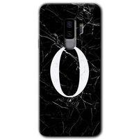 Potkal Hediye Fabrikası Samsung Galaxy S9 Plus HD Baskılı Kılıf + 9D Tam Ekran Koruyucu - Siyah Mermer Desenli O Harf