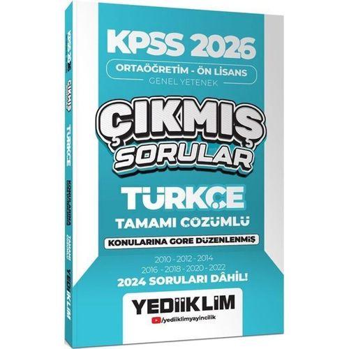 2026 KPSS Ortaöğretim Önlisans Türkçe Konularına Göre Çıkmış Sorular Yediiklim Yayınları