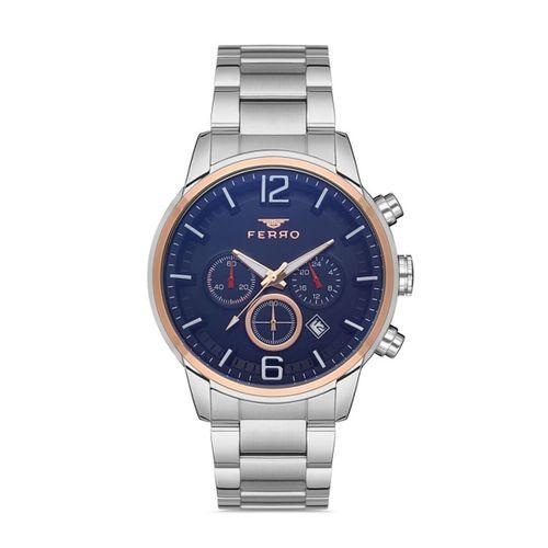 Ferro FM31916A-E Gümüş Çelik Kordon 45 mm Fonksiyonlu Erkek Kol Saati