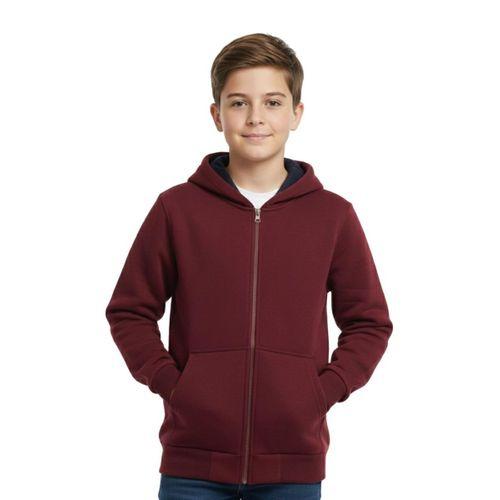 Bordo Fermuarlı Kapüşonlu Cepli Kız Erkek Sweatshirt BGL-ST04999