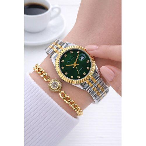 Ferrucci Çelik Kordon 2 Yıl Garantili 3 Atm Suya Dayanıklı Kadın Kol Saati+Bileklik F.EM03591.2