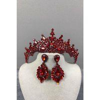 Tokyo Taşlı Gelin Kına Tacı Ve Mekik Küpe Seti
