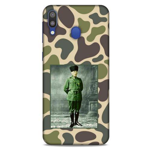 Samsung Galaxy M20 Kılıf Atatürk (15) Antişok Kılıf Kamuflaj Kahverengi