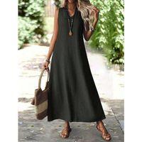 Kadın Askılı V Yakalı Uzun Elbise