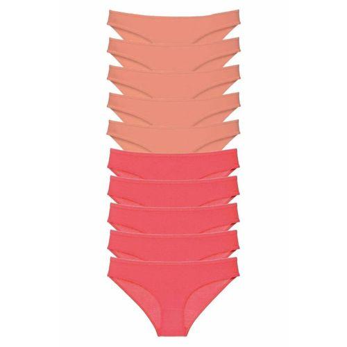 10 adet Eko Set Likralı Kadın Slip Külot Pudra Fuşya