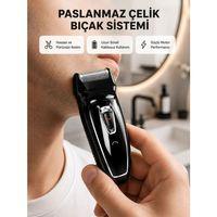 Uzun Pil Ömürlü Şarjlı Tıraş Makinesi – Hızlı Şarj, Ergonomik Tasarım, Çok Yönlü Kullanım