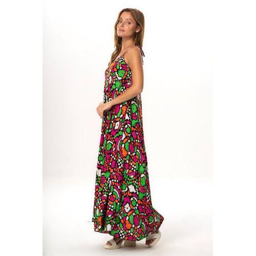 Askılı Viskon Suzan Uzun Yazlık Elbise Soyut Siyah Syt syh