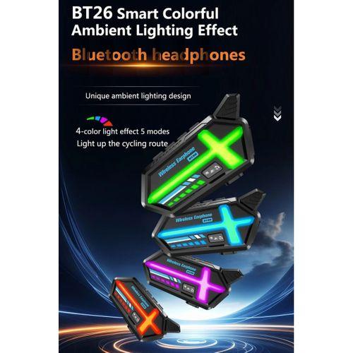 Bt26 Motosiklet Kask Kulaklık Bluetooth Rgb Işıklı 2 Eşleşme Özellikli 1000 Mah Intercom