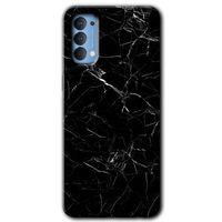 Oppo Reno 4 Kılıf Baskılı Kapak - Siyah Mermer + 5D Tam Kaplayan Cam