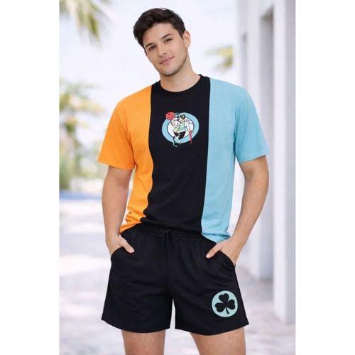 Erkek Nakışlı Tişört Şort İkili Takım Oversize Yazlık Kombin - Çok Renkli