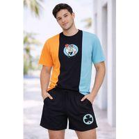 Erkek Nakışlı Tişört Şort İkili Takım Oversize Yazlık Kombin - Çok Renkli