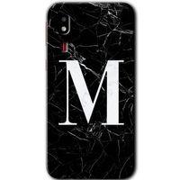 Potkal Hediye Fabrikası Samsung Galaxy A2 Core Kılıf HD Desen Baskılı Arka Kapak - Siyah Mermer Desenli M Harfi