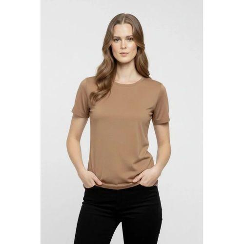 T-Shirt Bisiklet Yaka Slim Fit Likralı Tişört Günlük Basic Body - Kahverengi