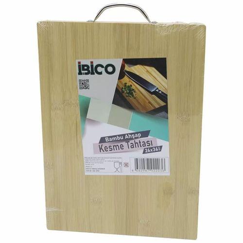 İ22-203 Lüks Ahşap Bambu Kesim Panosu Kesme Tahtası (metal Kulplu) 26x36x1.7cm