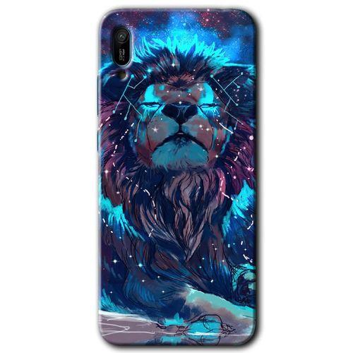 Huawei Y6 2019 Kılıf Kapak - Neon Aslan +Hayalet Ekran Yandan Gözükmez