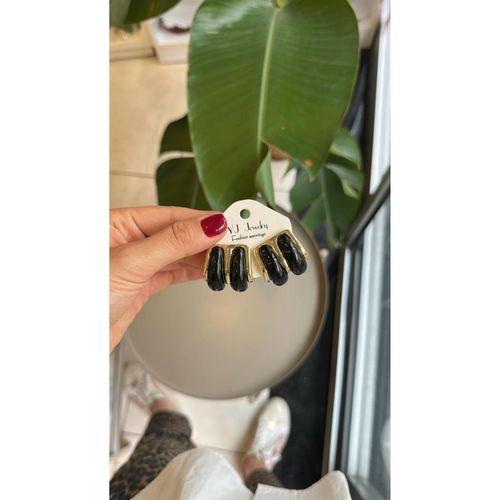 Taşlı Küpe - Siyah