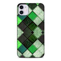 Apple Iphone 11 Kılıf Patchwork (17) Tasarım Kılıf Fıstık Yeşili