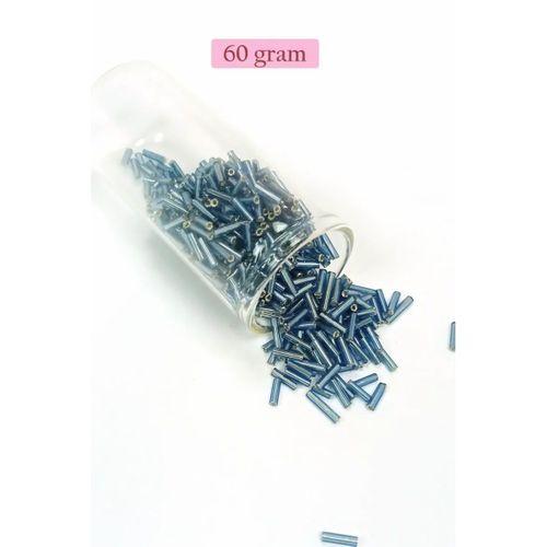 Uzun Boru Kesme Boncuk Çap 2mm Uzunluk 10 mm - 60 Gram - Camgöbeği Mavi - BNC267