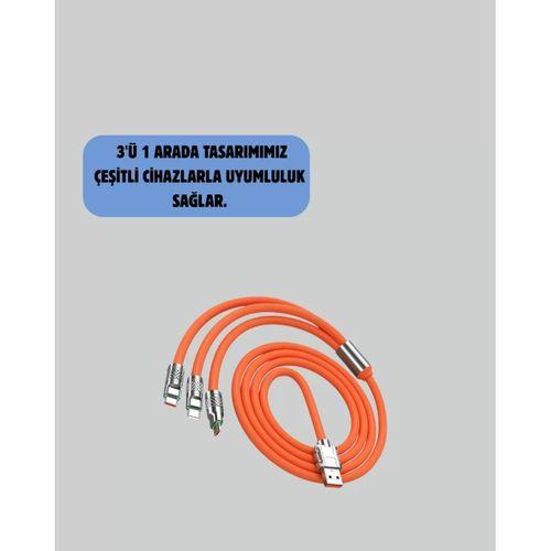3’ü 1 Arada Kablo – 120w Hızlı Şarj Ve Veri Aktarımı Özellikli