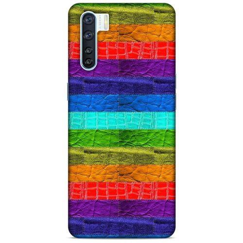 Oppo A91 Kılıf Patchwork (38) Neo Hybrid Kılıf Yeşil Kırmızı Mor