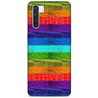 Oppo A91 Kılıf Patchwork (38) Neo Hybrid Kılıf Yeşil Kırmızı Mor
