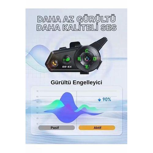 D2-6x 1000m Mesafeli 6 Kanallı İntercom Bluetooth Motosiklet Kask Kulaklığı İntercom Kulaklık