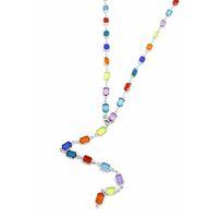 Renkli Taşlı Y Kolye - Gümüş