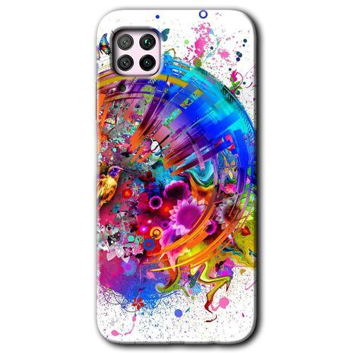 Huawei P40 Lite Kılıf Baskılı Kapak - 4K Clock + 5D Tam Kaplayan Cam