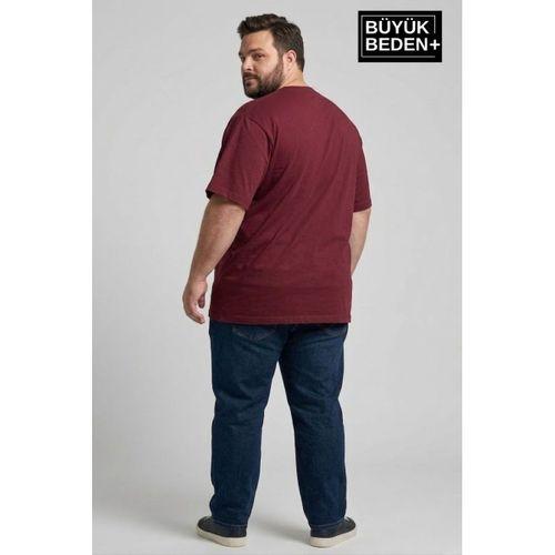 Erkek Büyük Beden Brooklyn 1970 Baskılı Bisiklet Yaka Tshırt SPR25BTS904