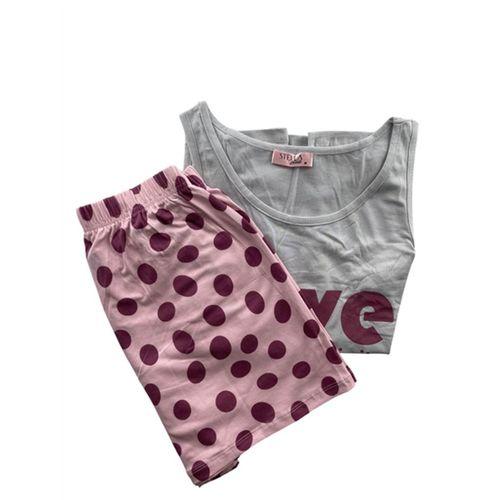 Kadın Puantiye Desenli Kalın Askılı Şortlu Pijama Takım - 5640 - STLLA PNK