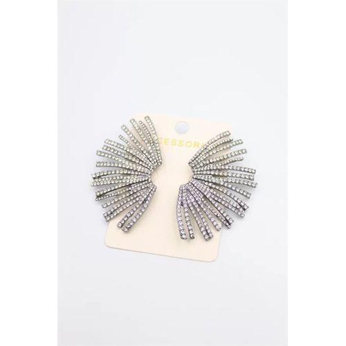 Taşlı Küpe - Siyah