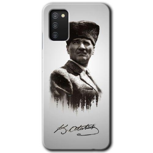 Samsung Galaxy A02s Kılıf Baskılı Kapak - Mustafa Kemal Atatürk +Tam Kaplayan Mat Seramik