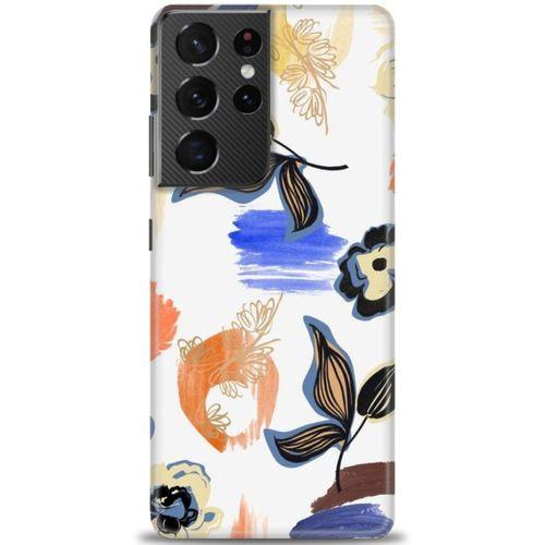 Samsung Galaxy S21 Ultra Kılıf HD Baskılı Kılıf - Mavi Yapraklar + Tam Ekran Koruyucu