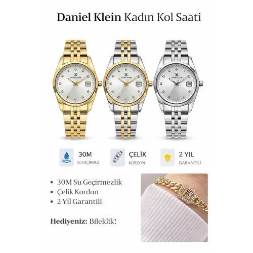 Daniel Klein 2 Yıl Garantili Çelik Kordon 30 Mt Suya Dayanıklı Kadın Kol Saati+Bileklik DKK.10991-3