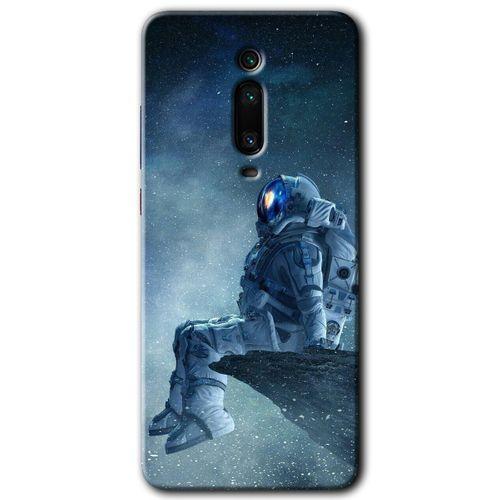 MRCİLETİSİM Xiaomi Mi 9T Kılıf Baskılı Kapak - Astronot Yalnızlığı + 5D Tam Kaplayan Cam