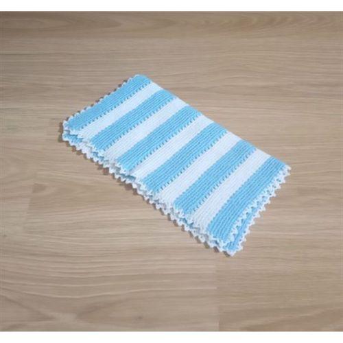 El İşi Pamuklu Banyo Lifi,El Örgüsü Mavi Beyaz Duş Lifi 32X30Cm