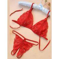 Fantezi Kırmızı Dantelli Seksi Sütyen Kilot Takım