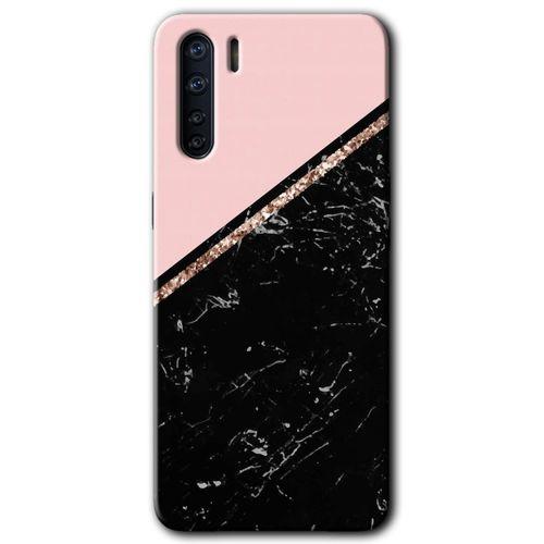 OPPO Oppo A91 Kılıf HD Desen Baskılı Arka Kapak + Temperli Cam - Yarım Mermer